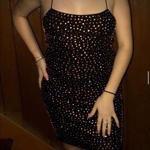 Black rhinestone spaghetti strap dress